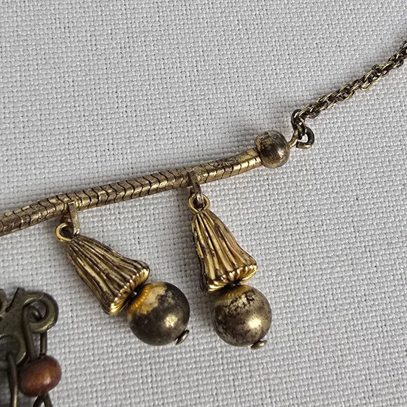 Vintage Reworked Gold Tone Fringe Pendant Necklace - Picture 5 of 7